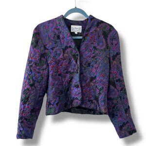 Vintage 70s/80s Gay Boyer Quilted Paisley Cropped Jacket Womens Size Small Retro